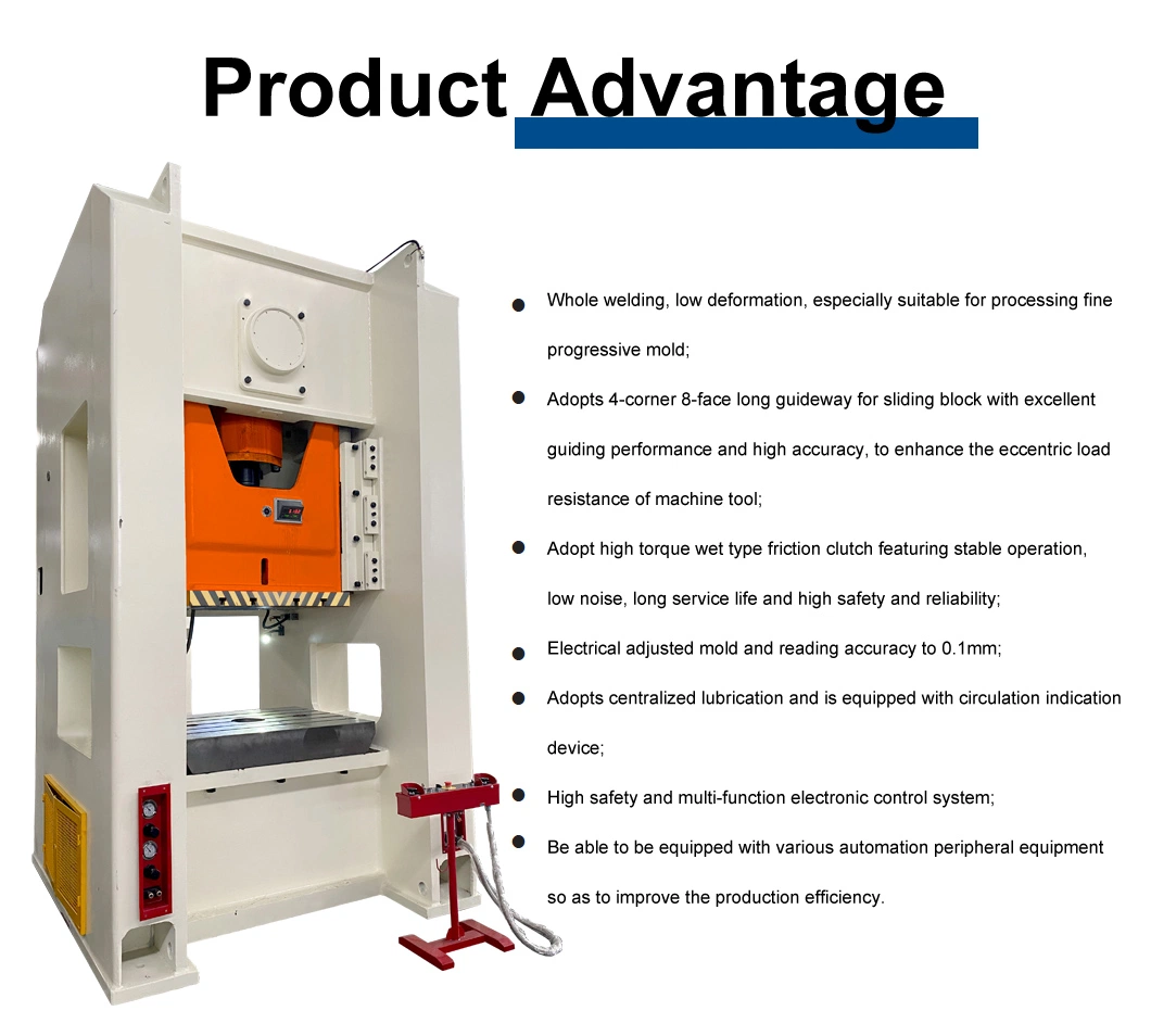 Stock Straight-Side Single Point H Frame Punching Power Press Machine for Bearing Forging 160ton/200t/250t/400t